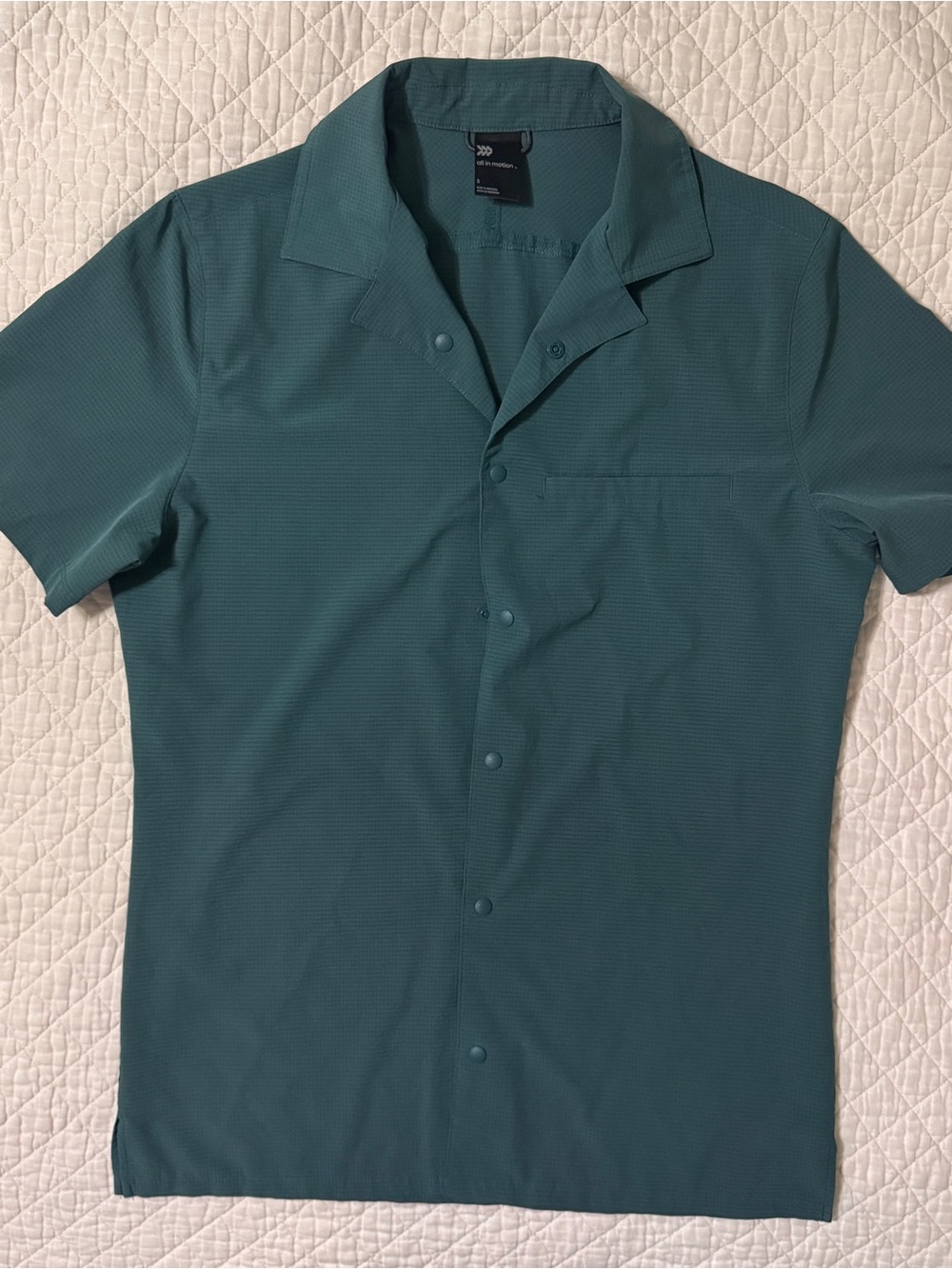 Men's Teal Short-Sleeve Button Shirt